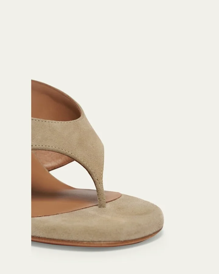 Suede Wedge Thong Sandals - Image 7