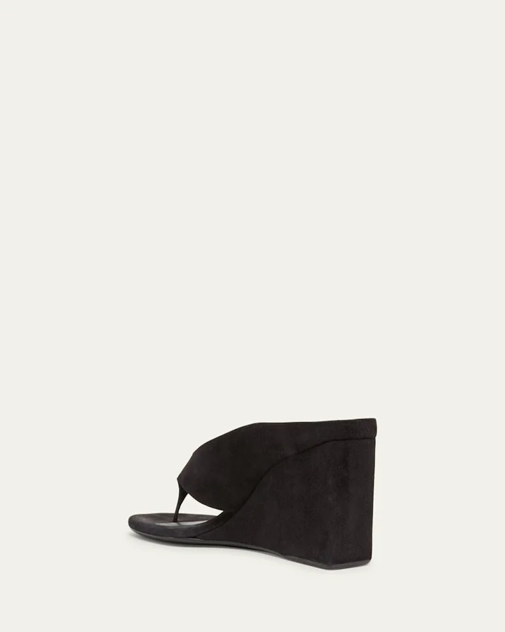 Suede Wedge Thong Sandals - Image 10