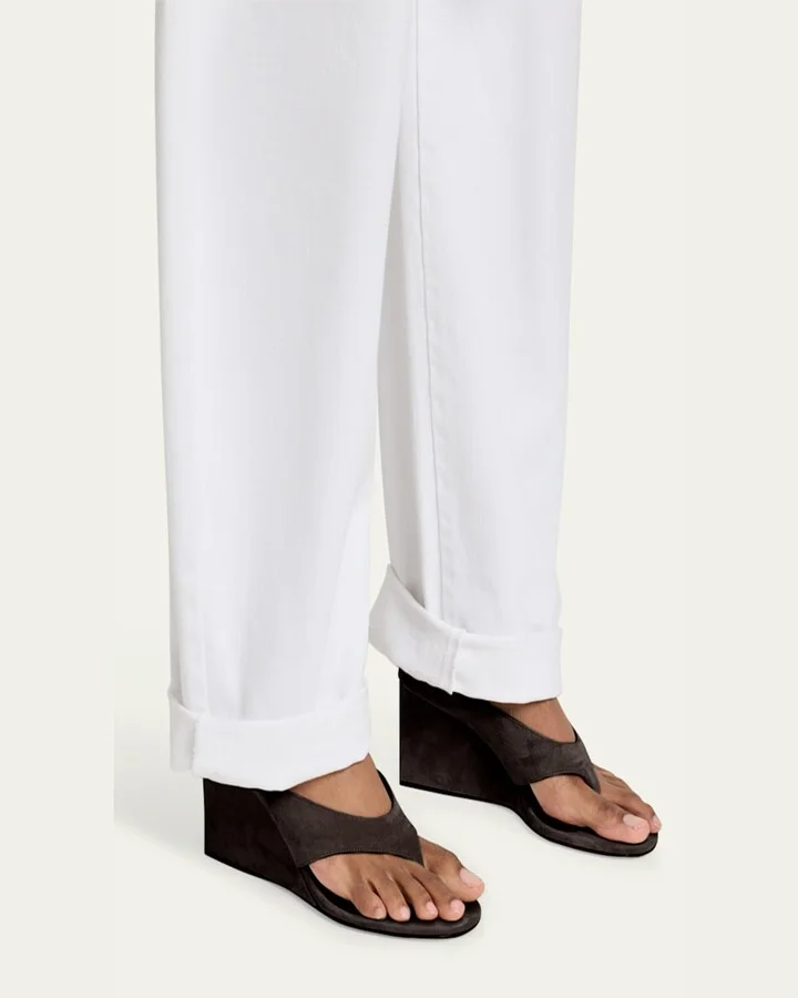 Suede Wedge Thong Sandals - Image 11