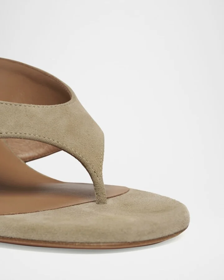Suede Wedge Thong Sandals - Image 4