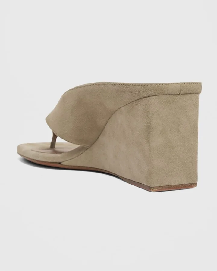 Suede Wedge Thong Sandals - Image 7