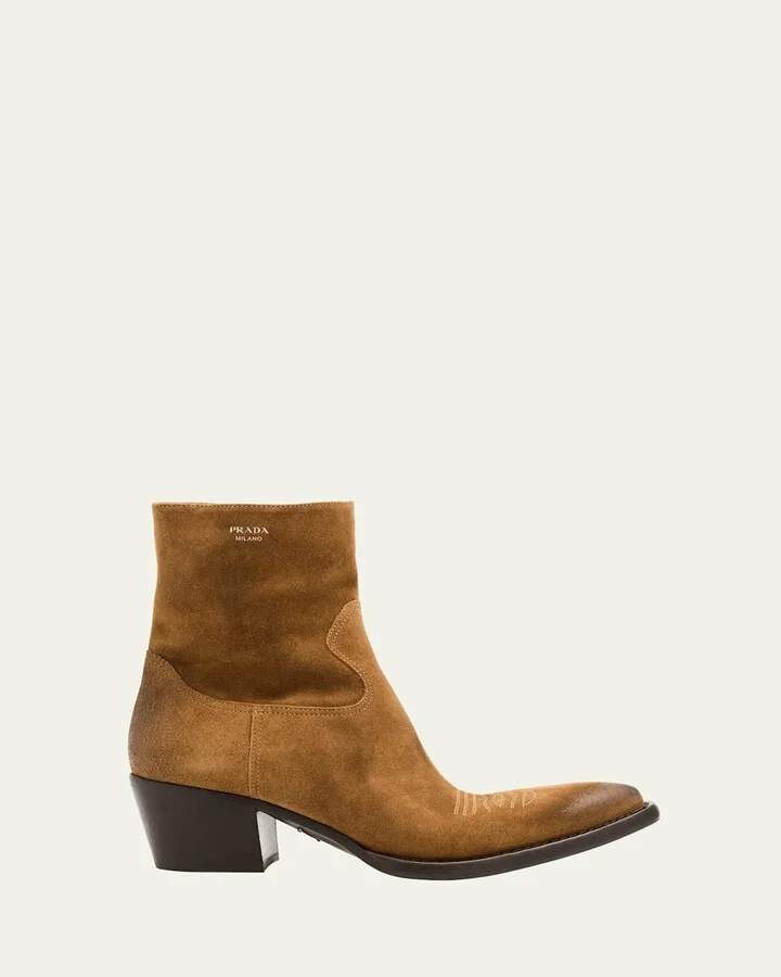 Suede Western Booties