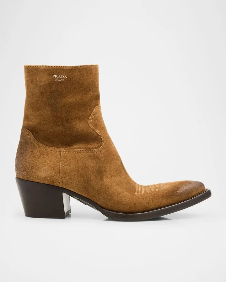 Suede Western Booties