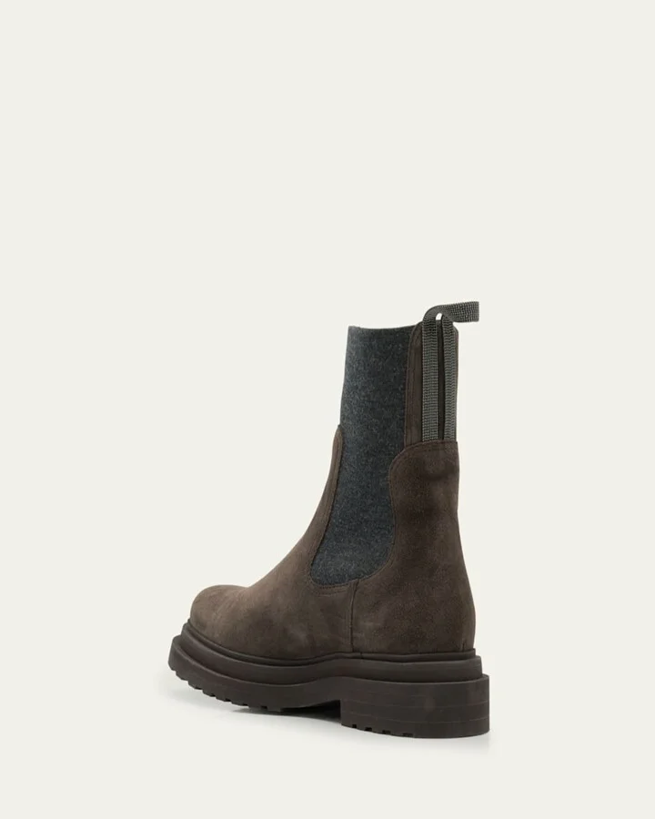 Suede Wool Lug-Sole Chelsea Boots - Image 2