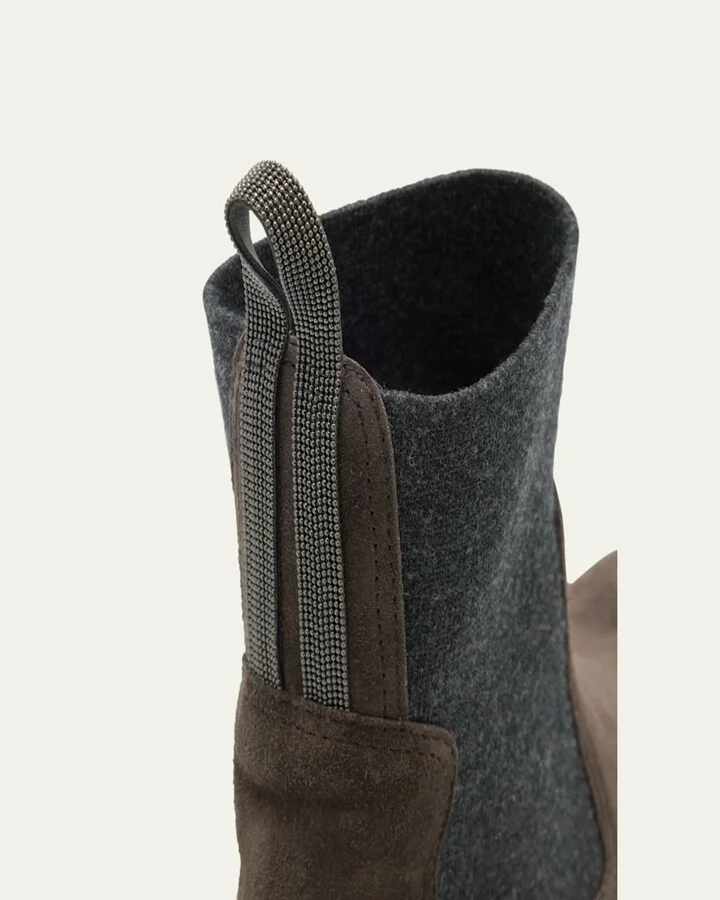 Suede Wool Lug-Sole Chelsea Boots - Image 3