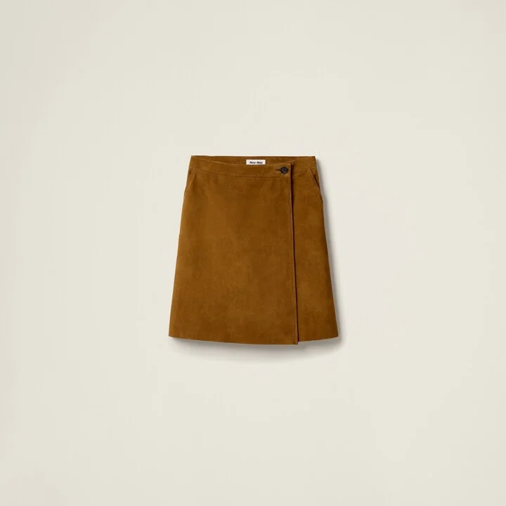 Suede wraparound skirt