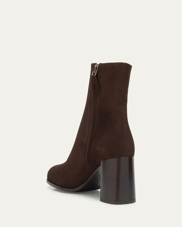 Suede Zip Ankle Booties - Image 9