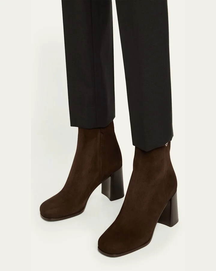 Suede Zip Ankle Booties - Image 10
