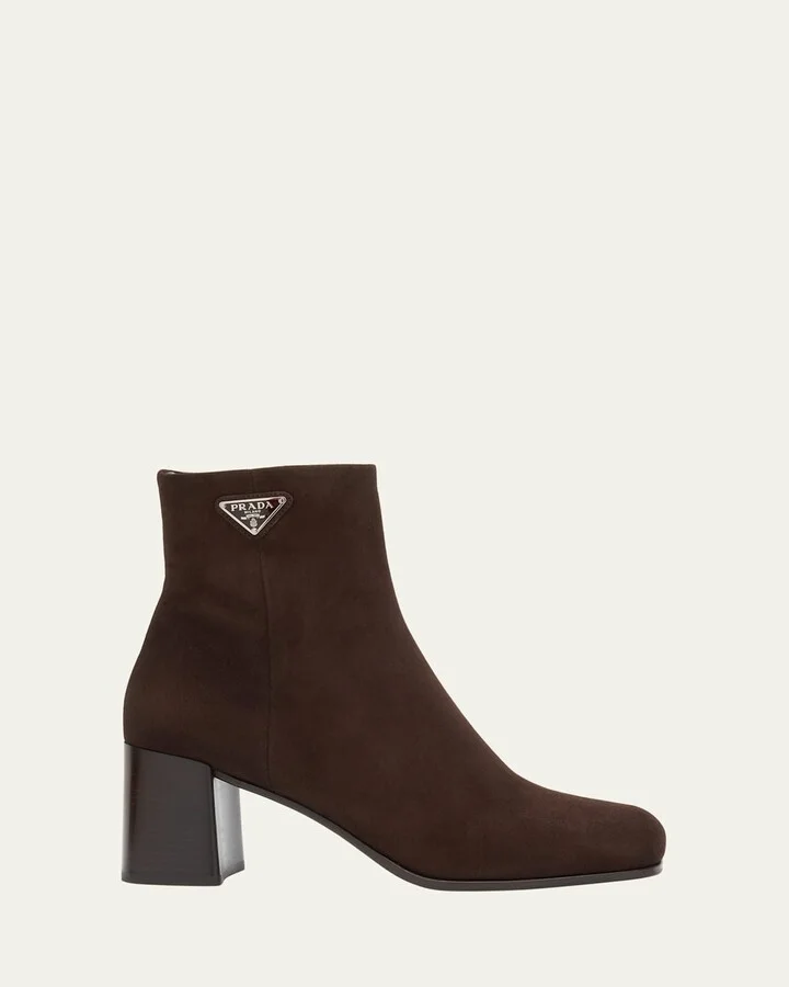 Suede Zip Ankle Booties