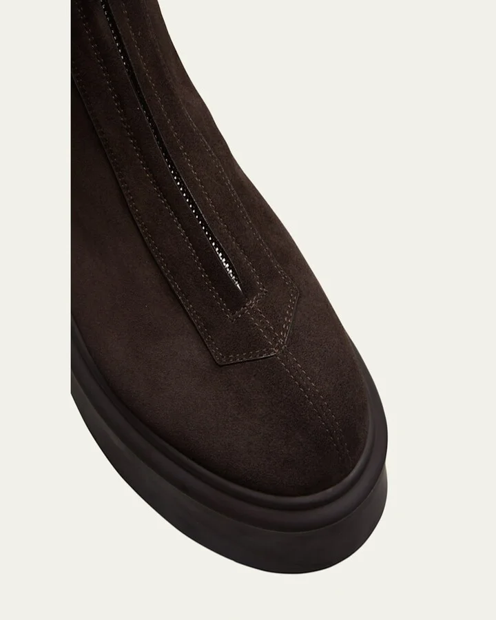 Suede Zip Moto Booties - Image 6