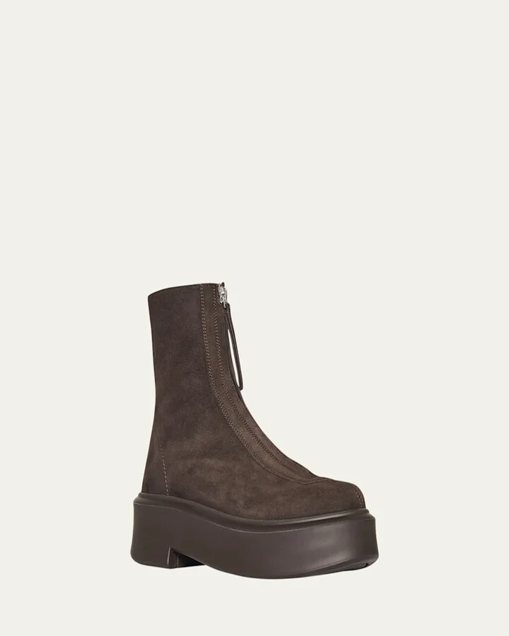 Suede Zip Moto Booties - Image 8