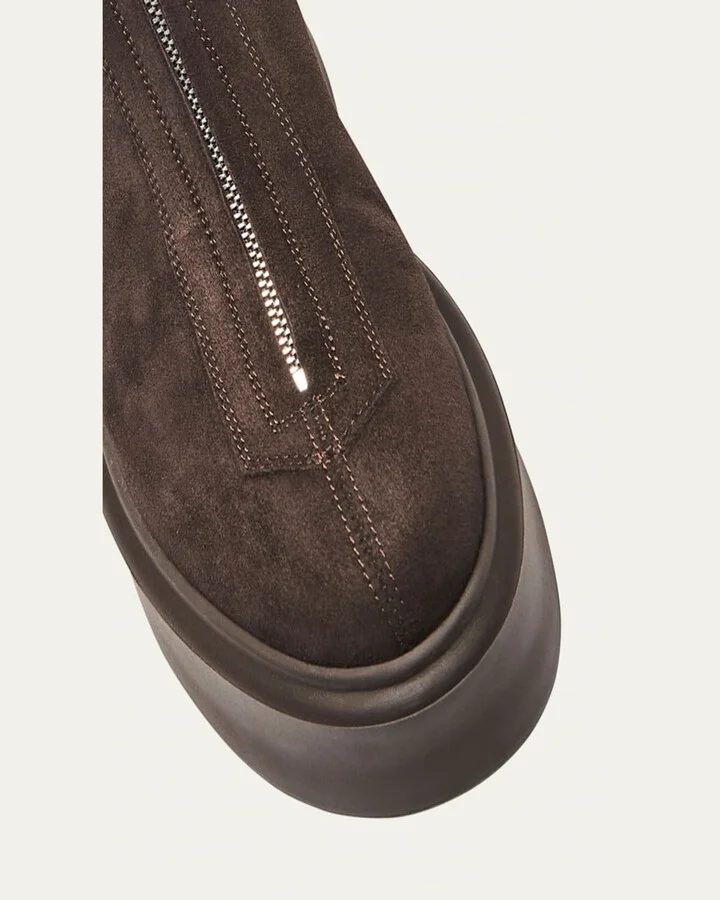 Suede Zip Moto Booties - Image 9