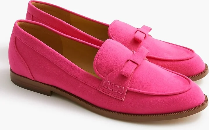 Sueded bow loafers