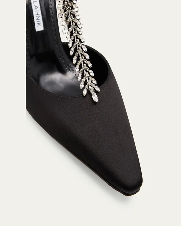 Sufik Embellished Satin T-Strap Pumps - Image 2