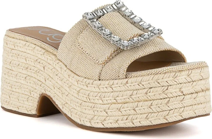Sugar Women's Remote Embellished Buckle Espadrille Sandals
