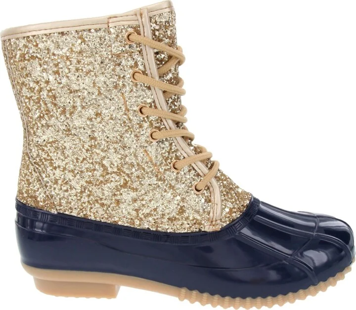 Sugar Women's Skylar Glitter Duck Boots - Gold Glitter/Navy - Image 2