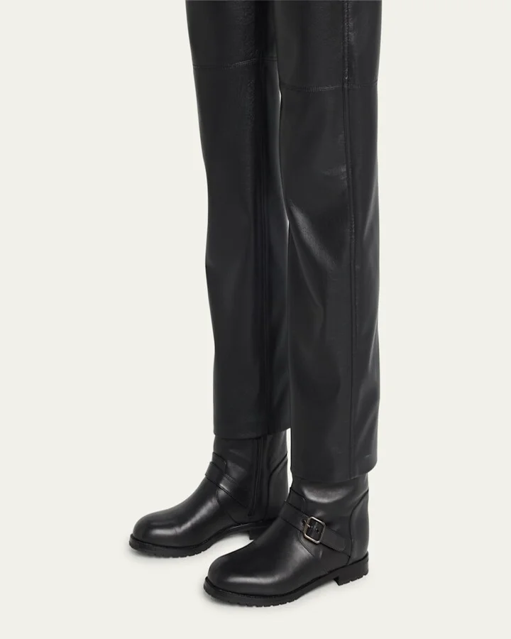Sulaltra Leather Buckle Biker Booties - Image 4