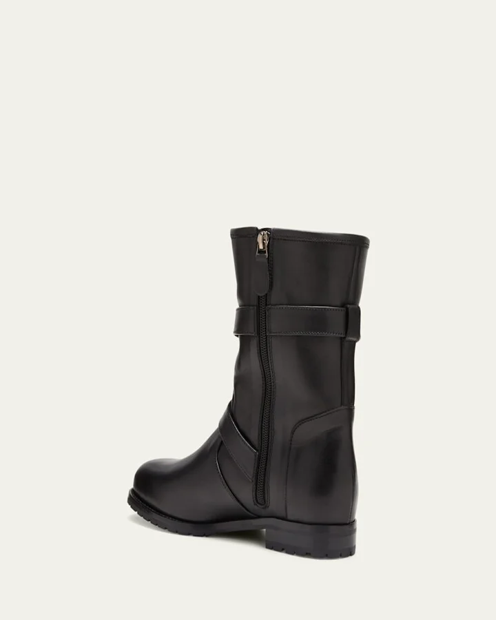 Sulaltra Leather Buckle Biker Booties - Image 5