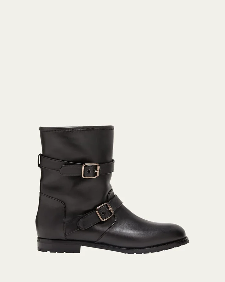 Sulaltra Leather Buckle Biker Booties