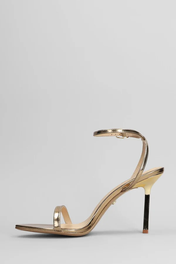 Summer Heel 95 Sandals In Gold Leather - Image 3