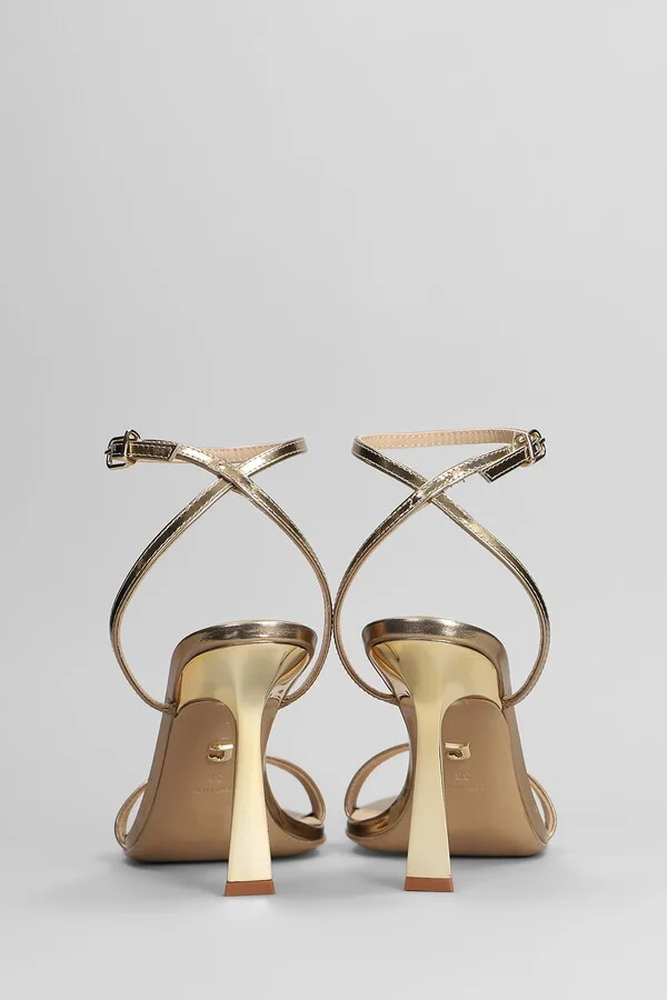 Summer Heel 95 Sandals In Gold Leather - Image 4