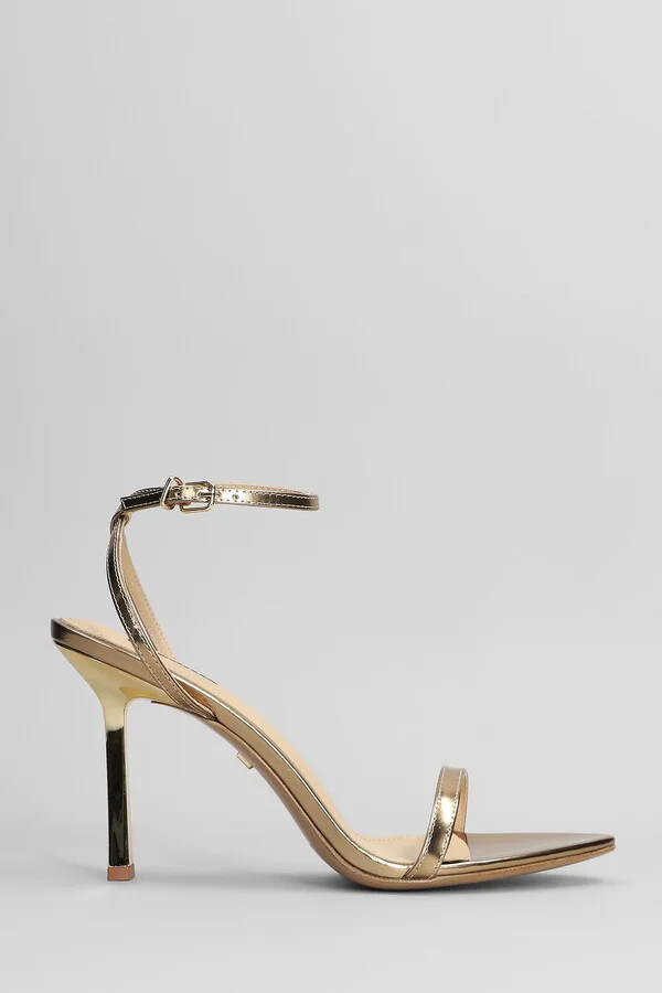 Summer Heel 95 Sandals In Gold Leather