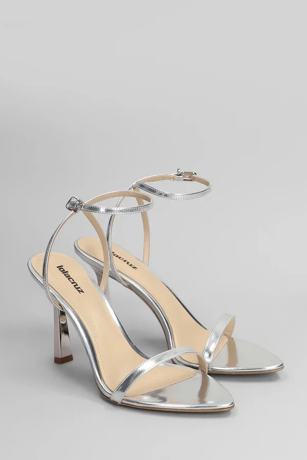 Summer Heel 95 Sandals In Silver Leather - Image 2