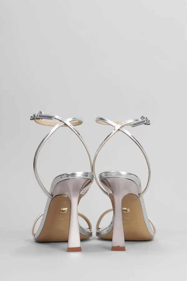 Summer Heel 95 Sandals In Silver Leather - Image 4