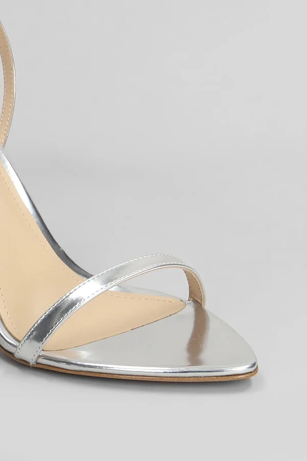 Summer Heel 95 Sandals In Silver Leather - Image 5