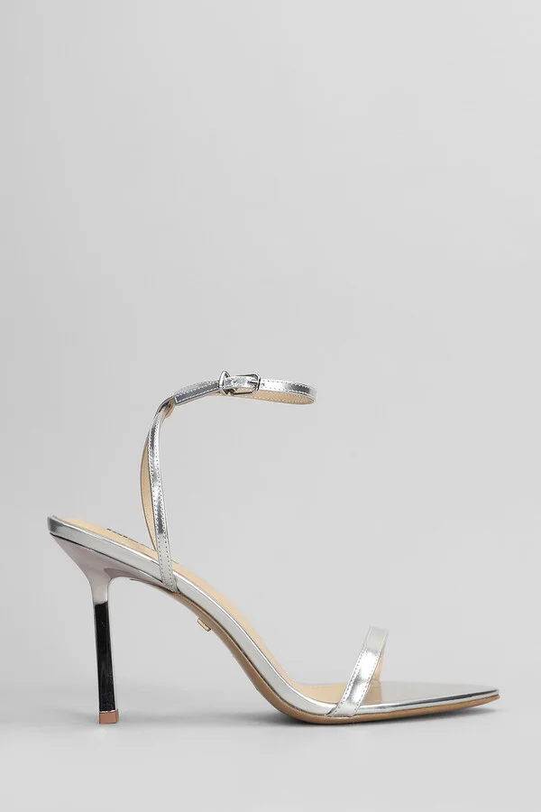 Summer Heel 95 Sandals In Silver Leather