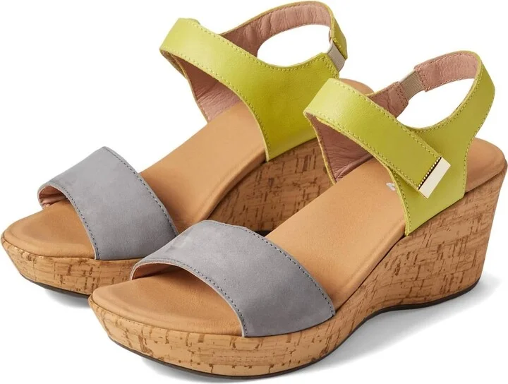 Summer Platform Wedge In Smoke Gray Nubuck/soft Lime Leather