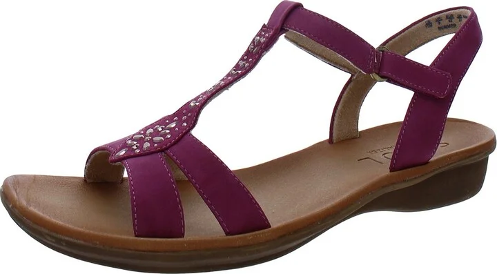Summer Womens Embellished Ankle Strap T-Strap Sandals