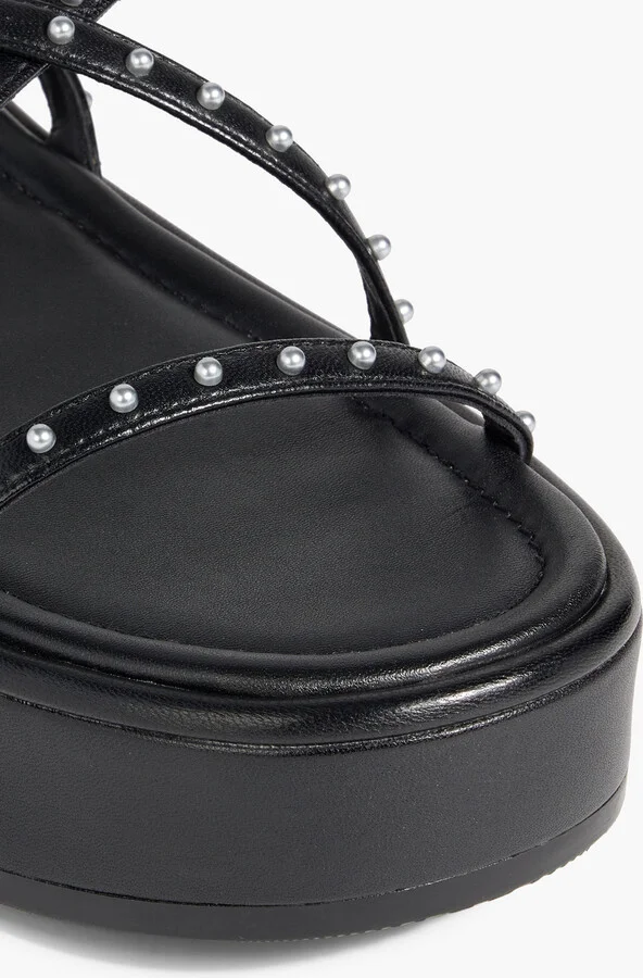 Summerlift faux pearl-embellished leather platforms sandals - Image 4