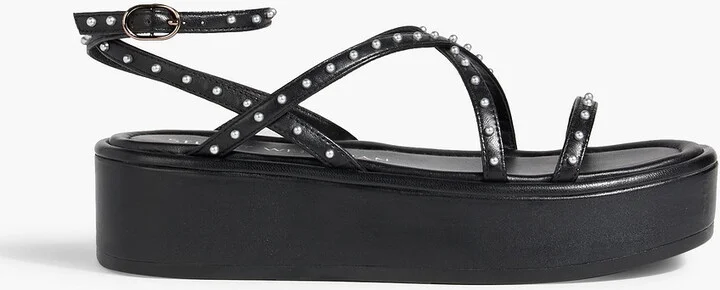 Summerlift faux pearl-embellished leather platforms sandals