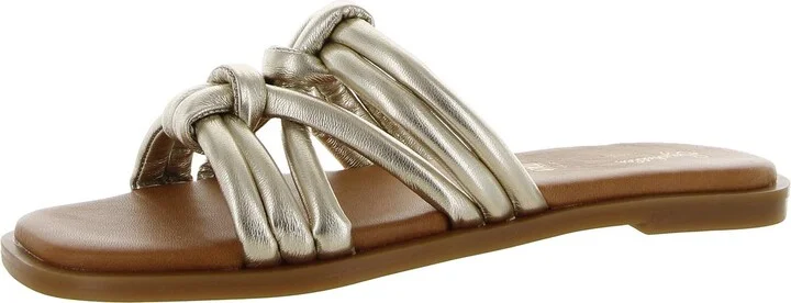 Sun Kissed Womens Faux Leather Slip On Slide Sandals