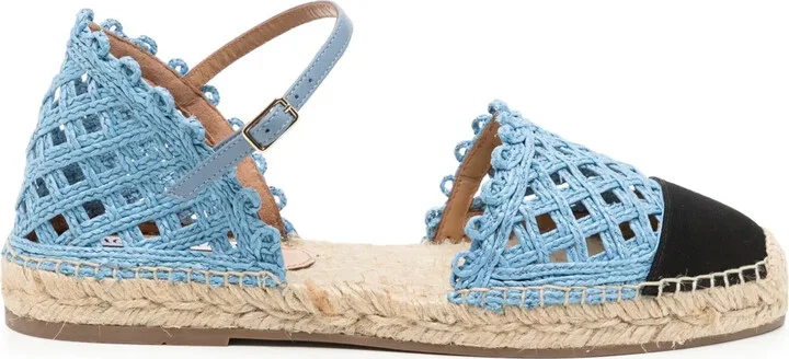 Sunburst crochet-knit espadrilles