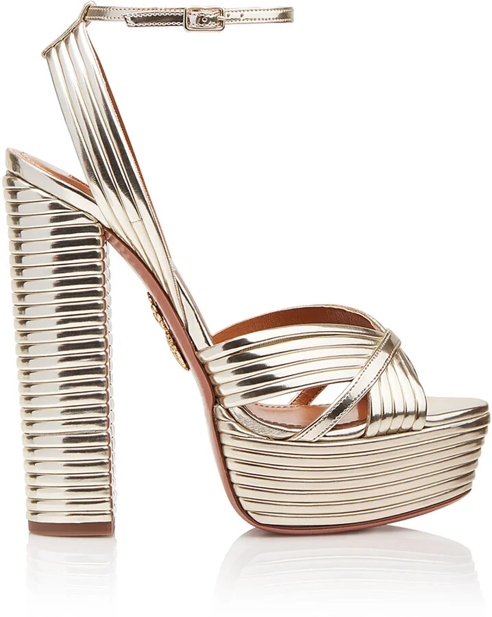 Sundance 140mm Metallic Platform Sandals, Gold - Image 6