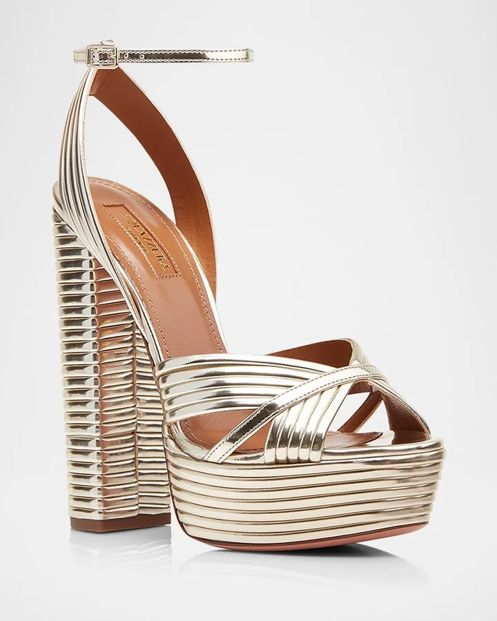 Sundance 140mm Metallic Platform Sandals, Gold
