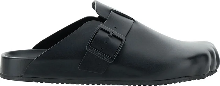 'sunday' Black Mules With Five Finger Shape At Toe In Matte Leather Man