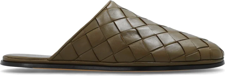 ‘Sunday’ Leather Slides, , - Green