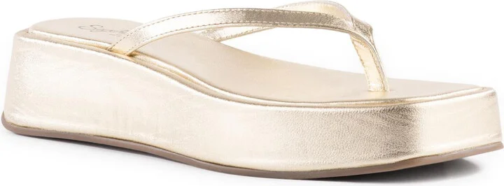 Sunflower Womens Solid Vegan Leather Platform Sandals