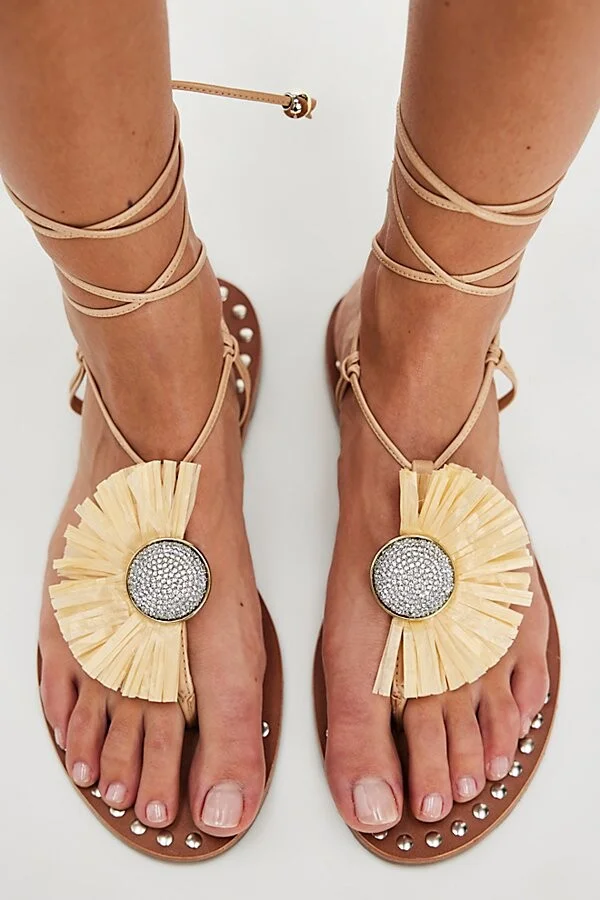 Sunrays Raffia Wrap Sandals - Image 2