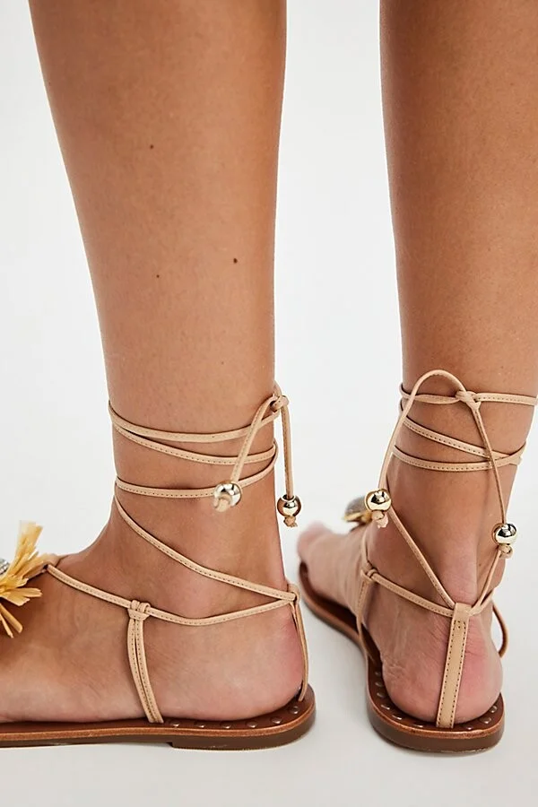 Sunrays Raffia Wrap Sandals - Image 3