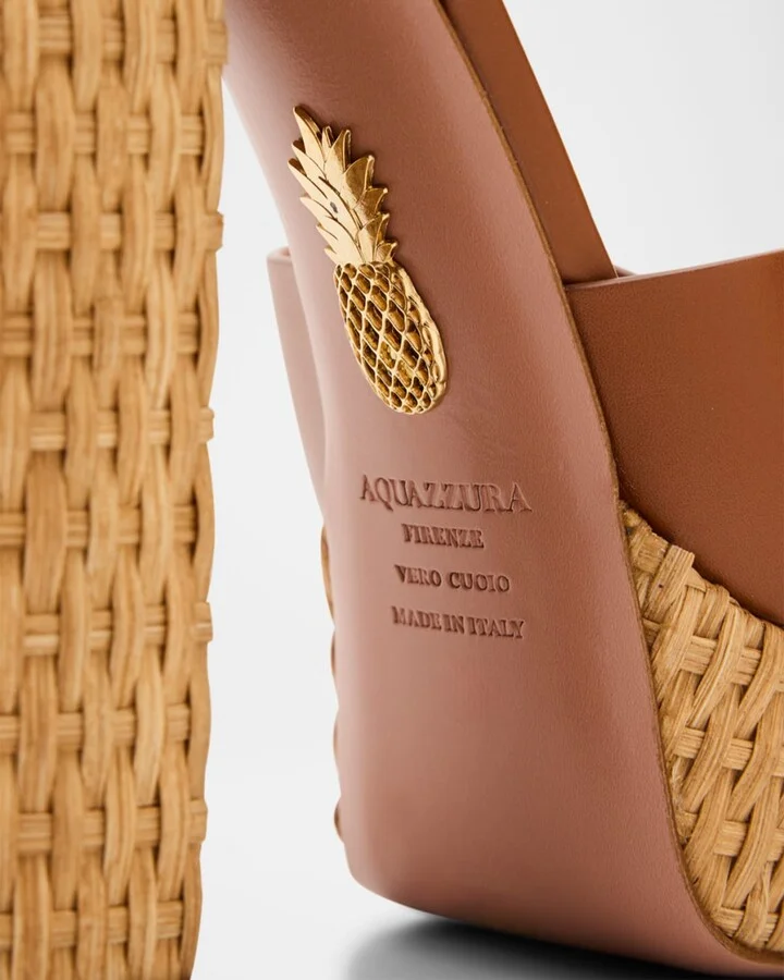 Sunseeker Wicker and Leather Block-Heel Sandals - Image 3
