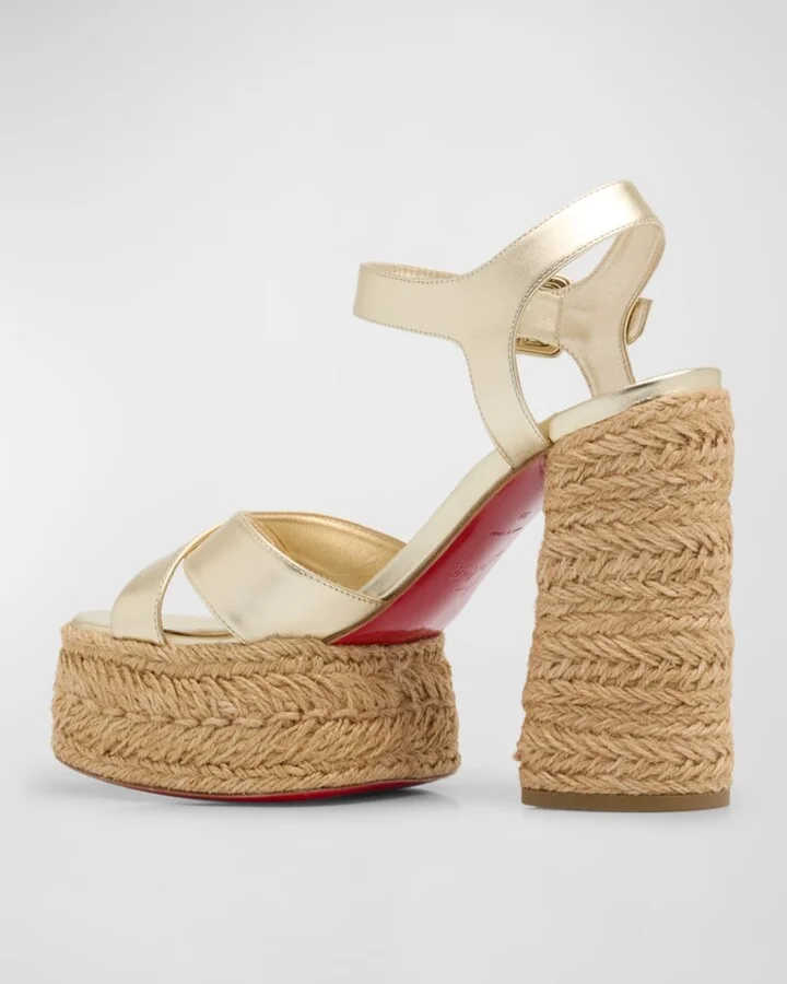 Super Calakala Metallic Red Sole Platform Espadrilles - Image 3