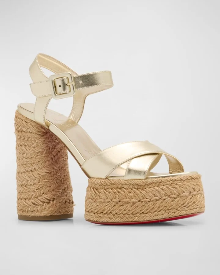 Super Calakala Metallic Red Sole Platform Espadrilles - Image 11