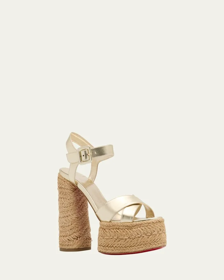 Super Calakala Metallic Red Sole Platform Espadrilles - Image 5