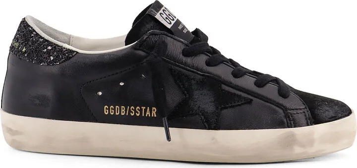 Super-star Classic With List Low-top Sneakers With Suede Inserts And Glittered Detail