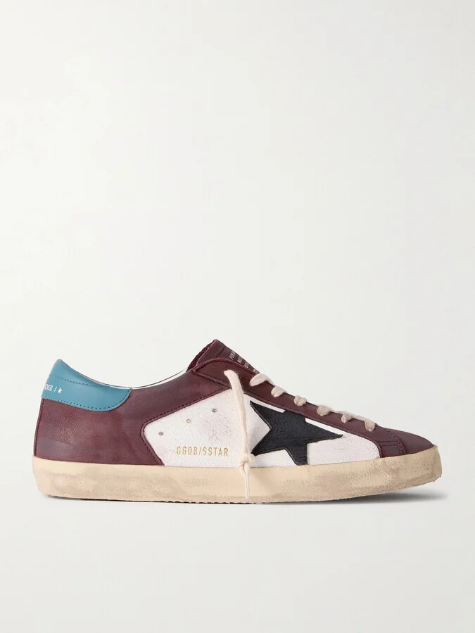 Super-Star Distressed Cracked-Leather Sneakers