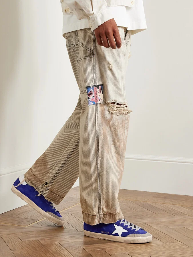 Super-Star Distressed Leather-Trimmed Suede Sneakers - Image 2